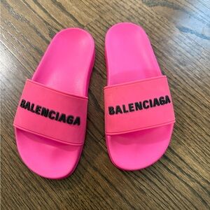 Balenciaga Hot Pink Logo Slide Sandals Women’s 5